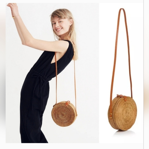 Round Street Level Anthropologie wicker bag - Picture 1 of 10